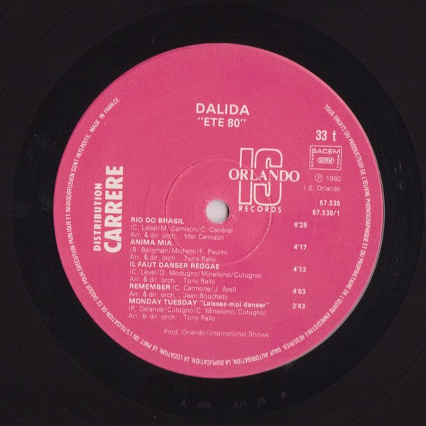 Dalida : Été 80 - Rio Do Brasil (LP, Comp)