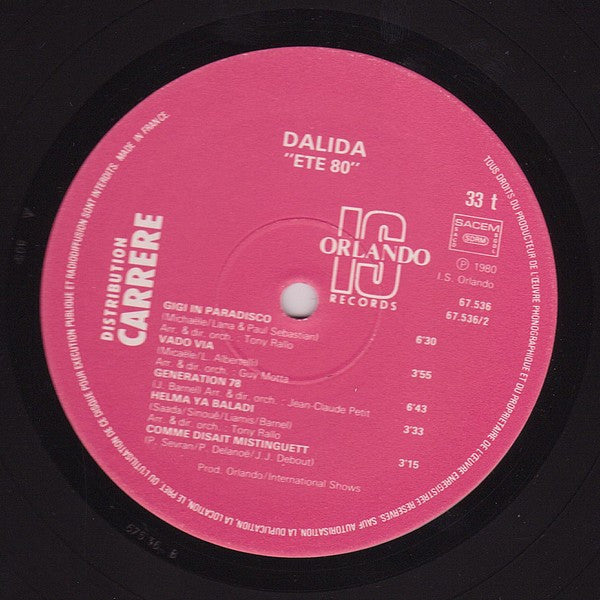Dalida : Été 80 - Rio Do Brasil (LP, Comp)