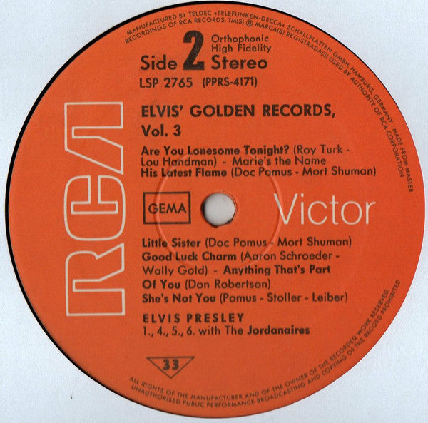 Elvis Presley : Elvis' Golden Records Volume 3 (LP,Compilation,Reissue,Stereo)