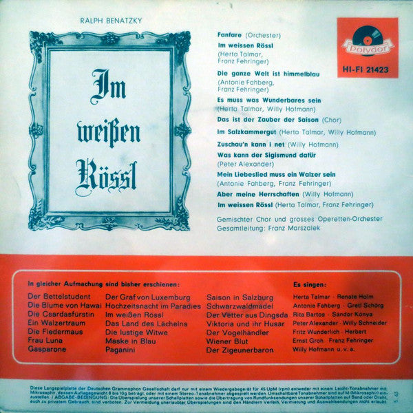 Herta Talmar, Antonie Fahberg*, Franz Fehringer, Willy Hofmann : Im Weissen Rössl (7", EP, Mono, RE, Red)
