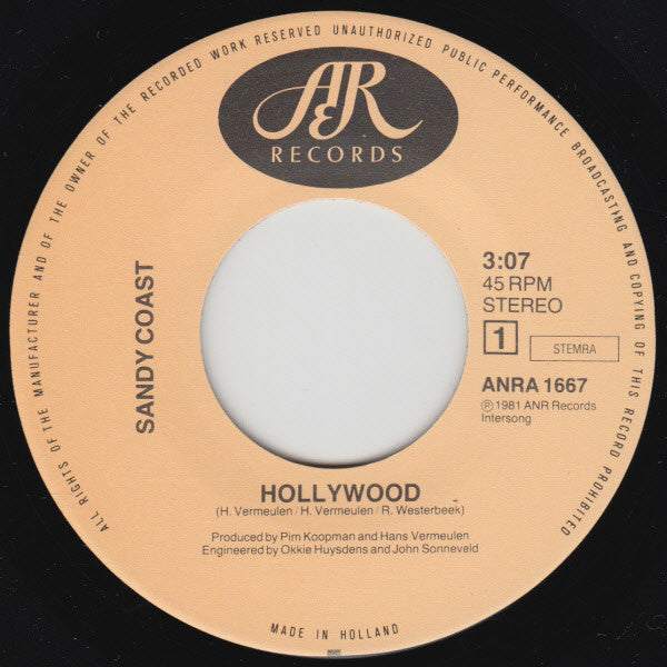 Sandy Coast : Hollywood (7", Single)