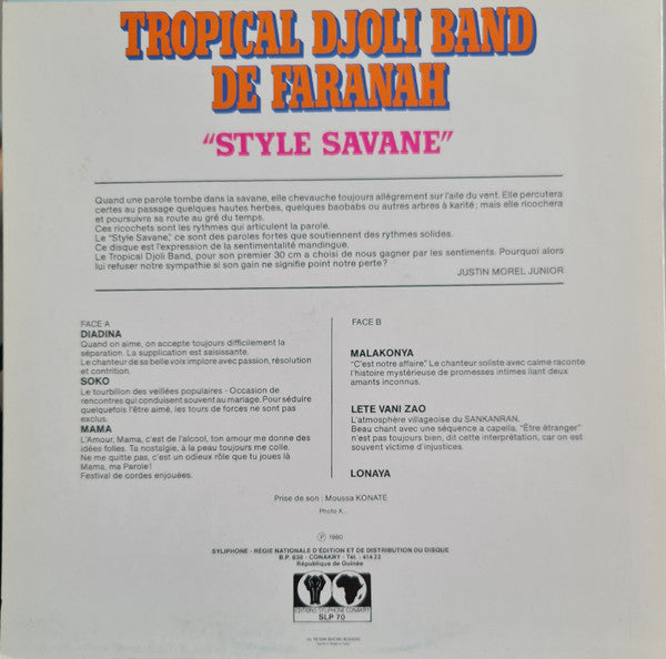 Tropical Djoli Band De Faranah : Style Savane (LP, Album)