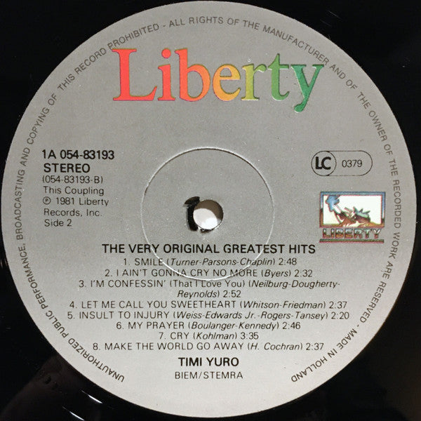 Timi Yuro : The Very Original Greatest Hits (LP,Compilation,Stereo)