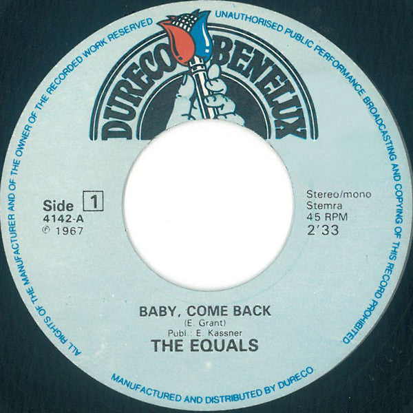 The Equals - Baby, Come Back / Hold Me Closer (7", Single) - De Platen Aap – Vinylwinkel in Brielle & online webshop voor muziekliefhebbers