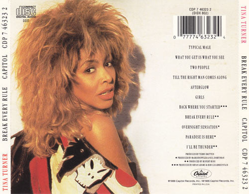 Tina Turner - Break Every Rule (CD, Album) - De Platen Aap – Vinylwinkel in Brielle & online webshop voor muziekliefhebbers