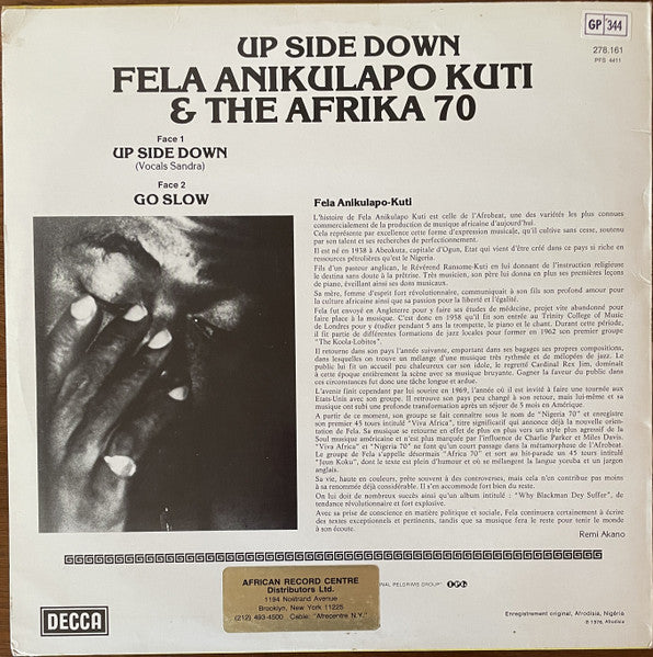 Fela Anikulapo Kuti* & The Afrika 70* : Up Side Down (LP, Album)