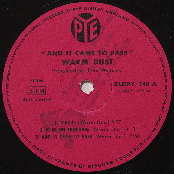 Warm Dust : And It Came To Pass (2xLP, Album)