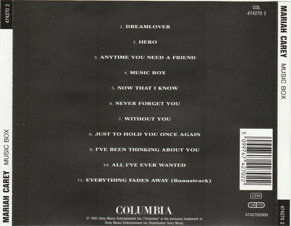 Mariah Carey - Music Box (CD, Album, RE) - De Platen Aap – Vinylwinkel in Brielle & online webshop voor muziekliefhebbers