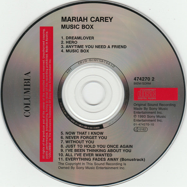 Mariah Carey - Music Box (CD, Album, RE) - De Platen Aap – Vinylwinkel in Brielle & online webshop voor muziekliefhebbers