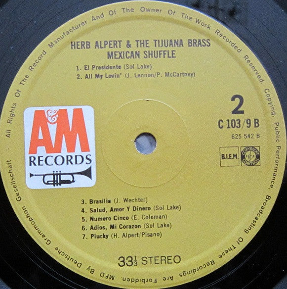 Herb Alpert & The Tijuana Brass : Mexican Shuffle (LP, Comp, Club)