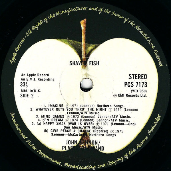 John Lennon, The Plastic Ono Band - Shaved Fish (LP, Album, Comp) - De Platen Aap – Vinylwinkel in Brielle & online webshop voor muziekliefhebbers