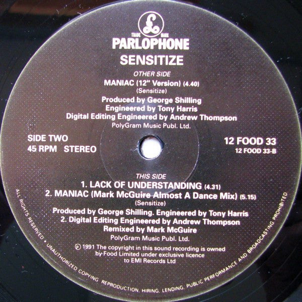 Sensitize (2) : Maniac (12", Single)