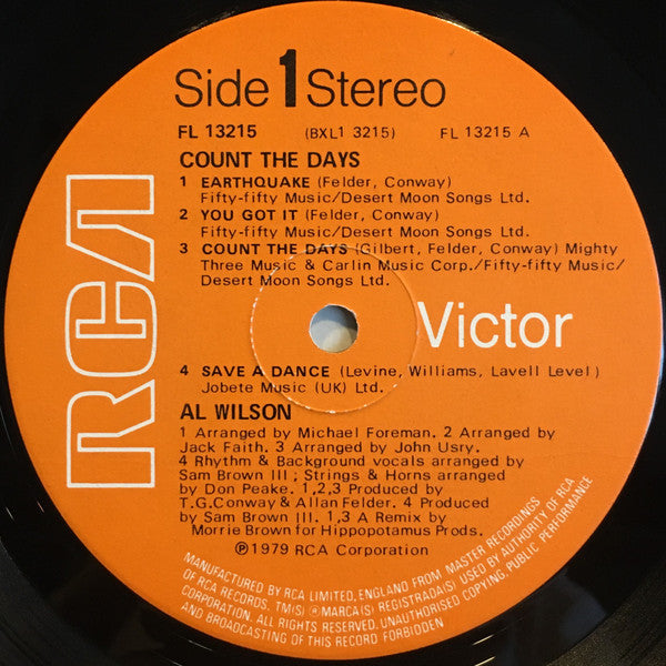 Al Wilson : Count The Days (LP, Album)