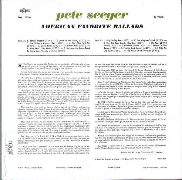 Pete Seeger : American Favorite Ballads, Vol. 1 (LP)