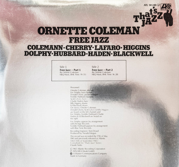 Ornette Coleman : Free Jazz (LP, Album, RE, Gat)