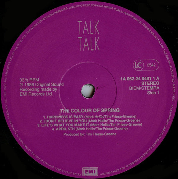 Talk Talk : The Colour Of Spring (LP, Album, DMM)