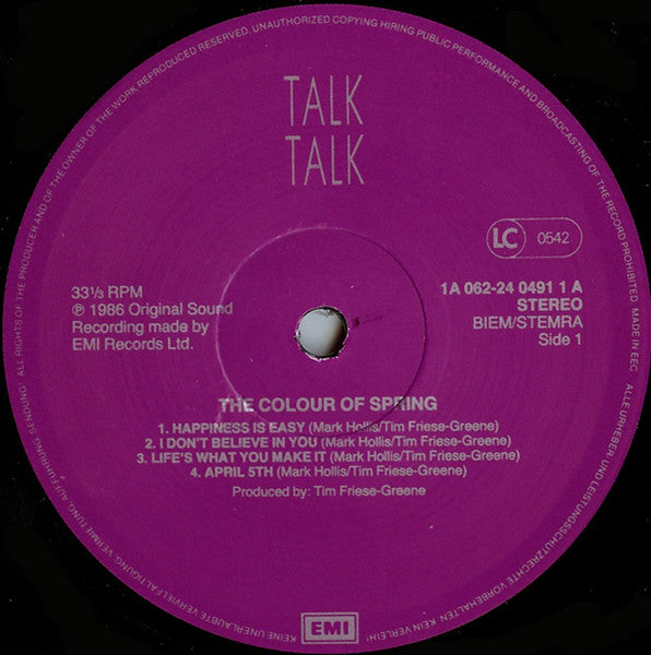 Talk Talk : The Colour Of Spring (LP, Album, DMM)