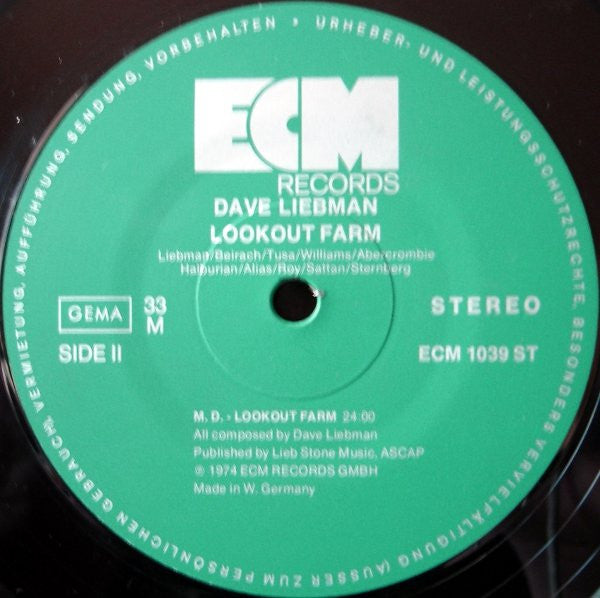 David Liebman : Lookout Farm (LP, Album)