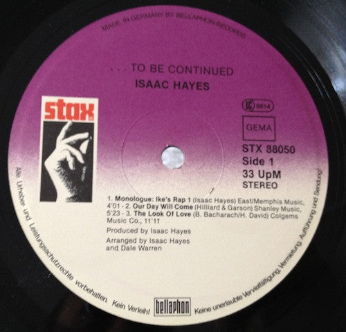 Isaac Hayes : ...To Be Continued (LP, Album)