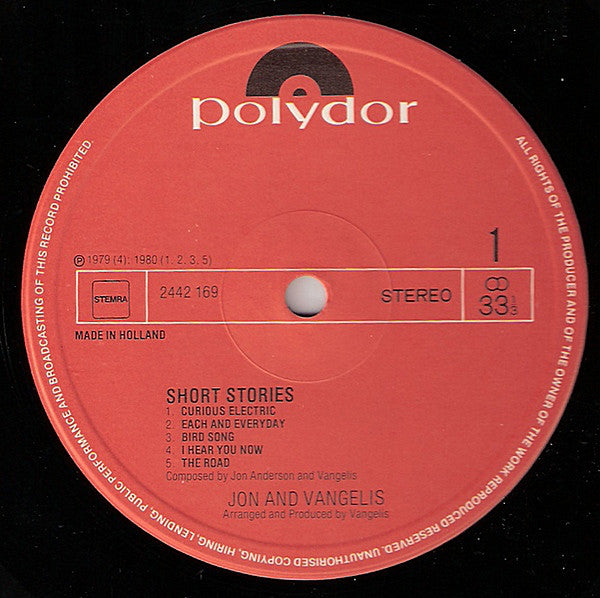 Jon & Vangelis : Short Stories (LP, Album)