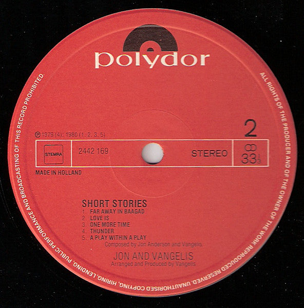 Jon & Vangelis : Short Stories (LP, Album)