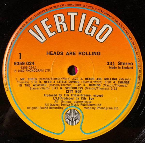 City Boy : Heads Are Rolling (LP, Album)