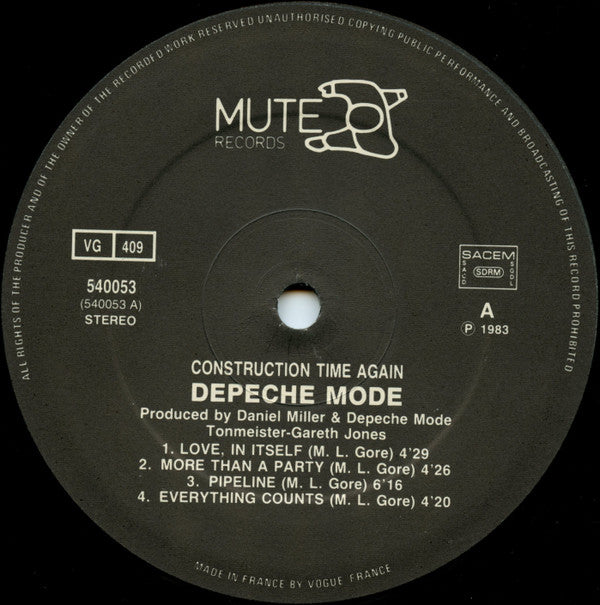 Depeche Mode : Construction Time Again (LP, Album, Dis)