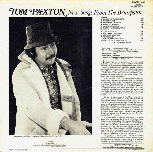 Tom Paxton : New Songs From The Briarpatch (LP)