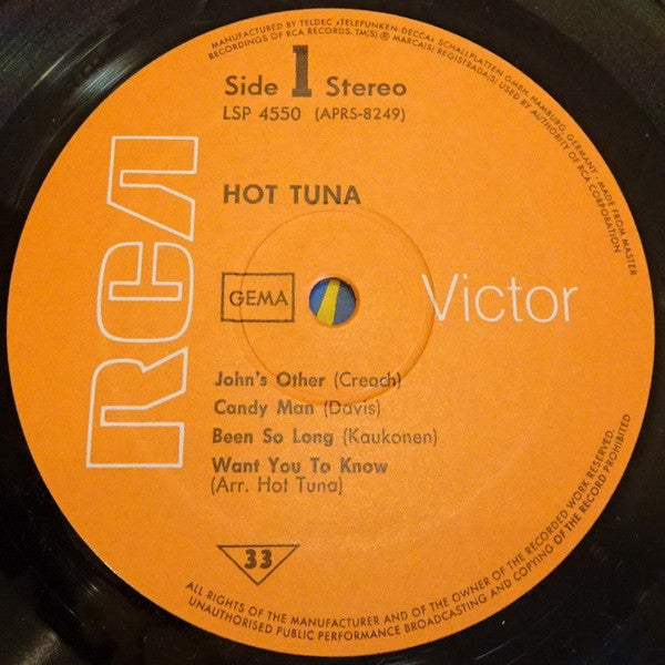 Hot Tuna : First Pull Up, Then Pull Down (LP, Album, Gat)