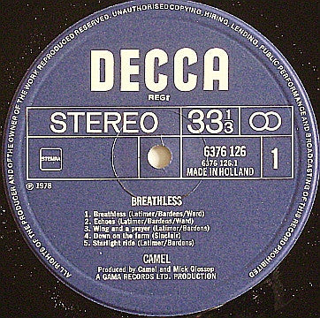 Camel : Breathless (LP, Album)