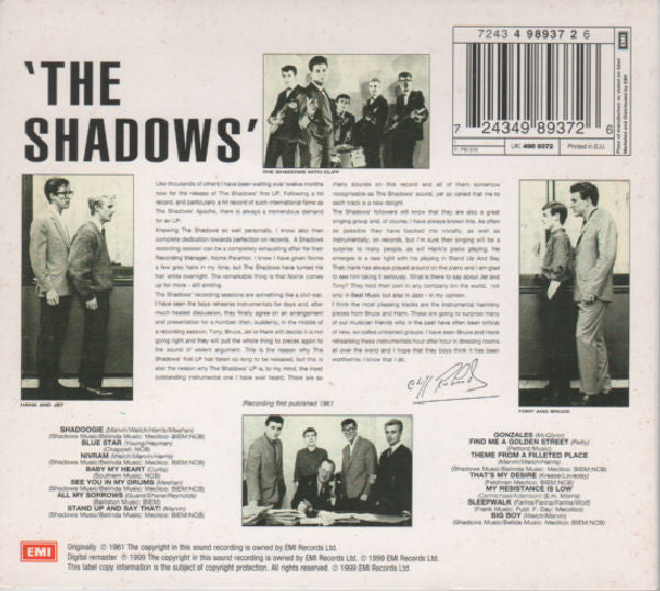 The Shadows : The Shadows (CD, Album, Mono, Dig)