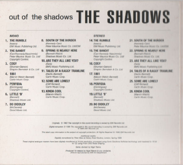 The Shadows - Out Of The Shadows (CD, Album, Mono, RE, RM, Dig) - De Platen Aap – Vinylwinkel in Brielle & online webshop voor muziekliefhebbers