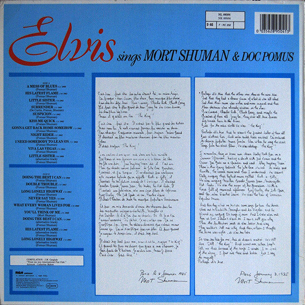 Elvis* : Elvis Sings Mort Shuman & Doc Pomus (LP, Comp)