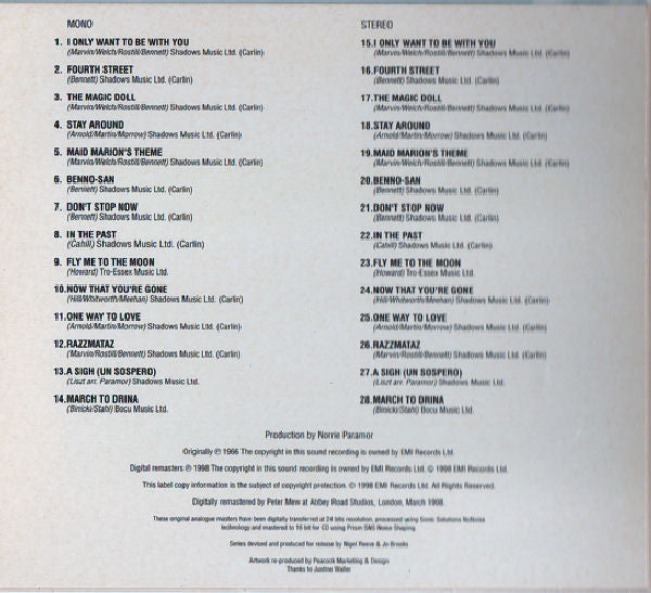 The Shadows - Shadow Music (CD, Album, Mono, RE) - De Platen Aap – Vinylwinkel in Brielle & online webshop voor muziekliefhebbers