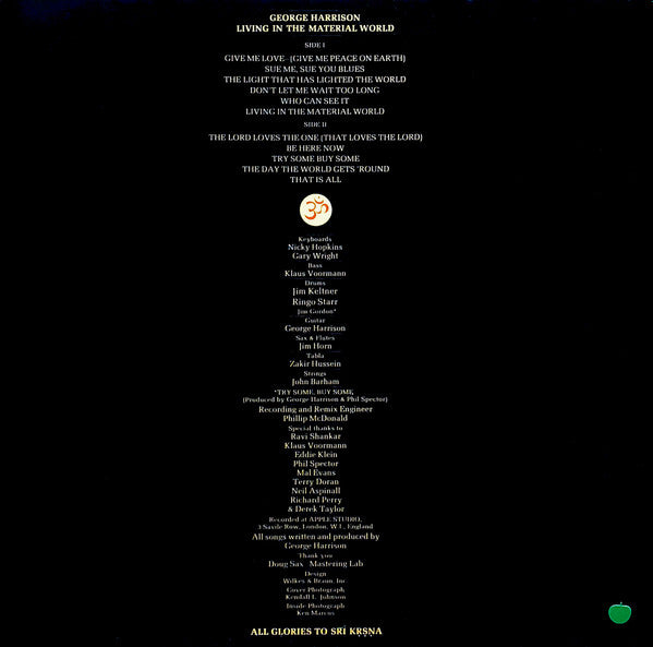 George Harrison - Living In The Material World (LP, Album, Gat) - De Platen Aap – Vinylwinkel in Brielle & online webshop voor muziekliefhebbers
