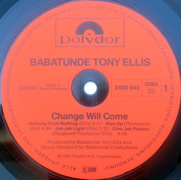 Babatunde Tony Ellis* : Change Will Come (LP, Album)