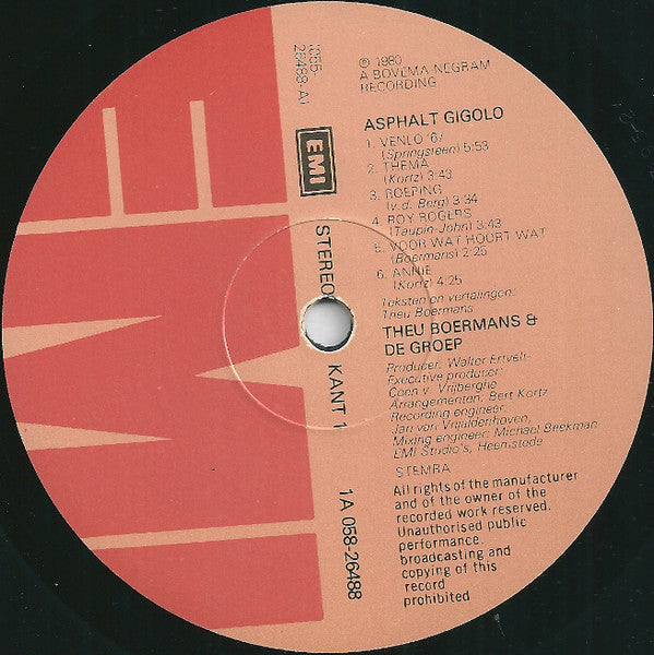 Theu Boermans & "De Groep" : Asfalt Gigolo (LP, Album)