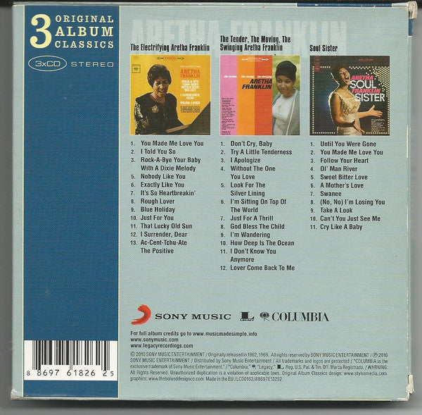 Aretha Franklin : 3 Original Album Classics (3xCD, Album, RE + Box, Comp)
