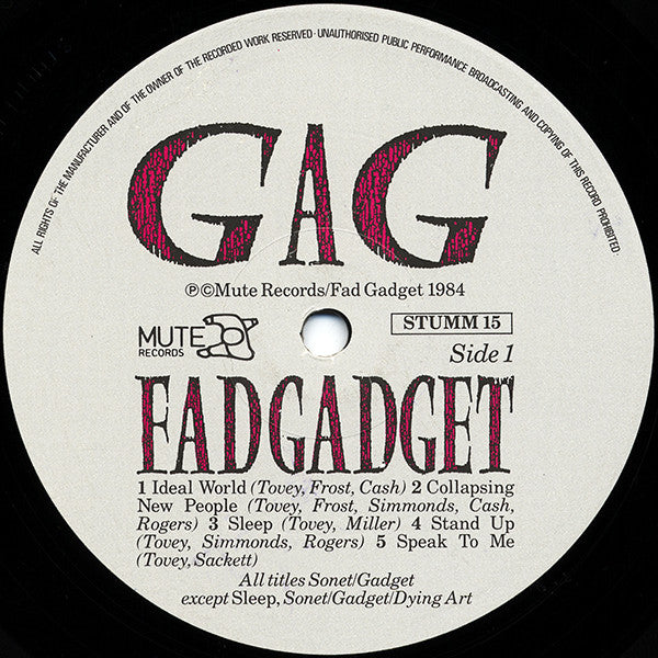 Fad Gadget : Gag (LP, Album)