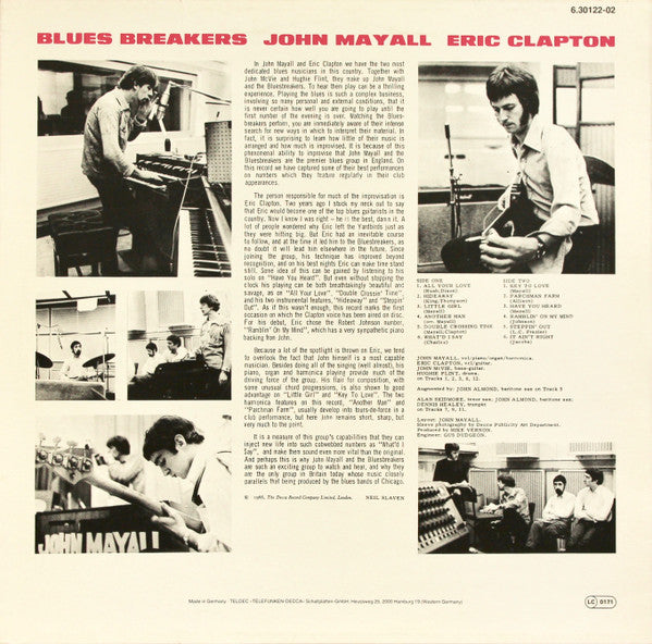 John Mayall With Eric Clapton : Blues Breakers (LP, Album, RE)