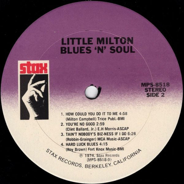 Little Milton : Blues'N Soul (LP, Album, RE, RM)