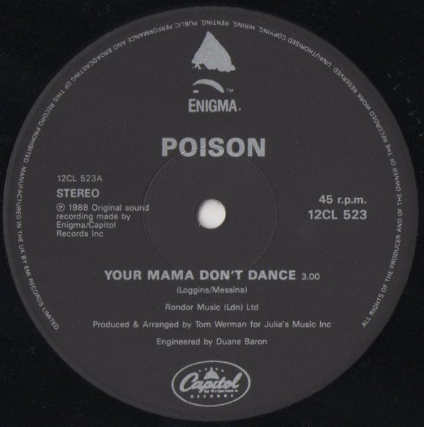 Poison - Your Mama Don't Dance (12", Single) - De Platen Aap – Vinylwinkel in Brielle & online webshop voor muziekliefhebbers