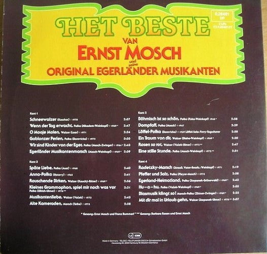 Ernst Mosch Und Seine Original Egerländer Musikanten : Het Beste Van Ernst Mosch Und Seine Original Egerländer Musikanten (2xLP, Comp)