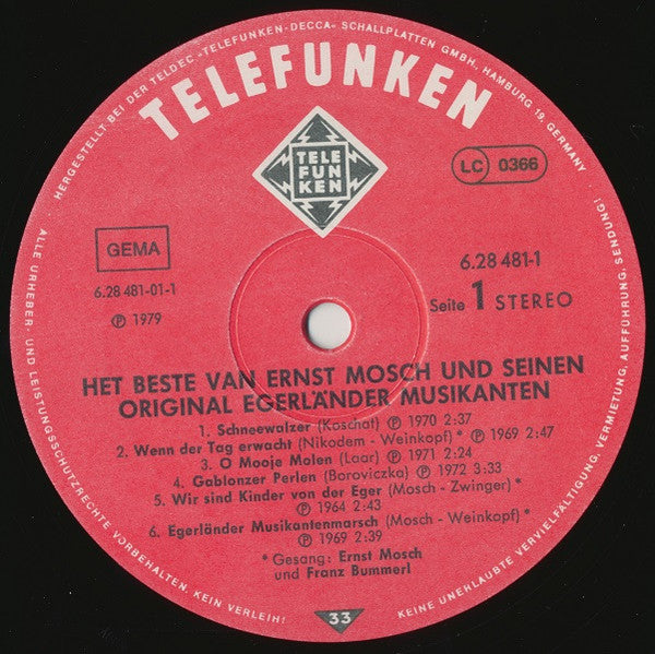 Ernst Mosch Und Seine Original Egerländer Musikanten : Het Beste Van Ernst Mosch Und Seine Original Egerländer Musikanten (2xLP, Comp)