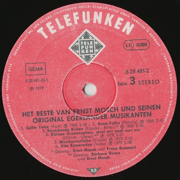 Ernst Mosch Und Seine Original Egerländer Musikanten : Het Beste Van Ernst Mosch Und Seine Original Egerländer Musikanten (2xLP, Comp)