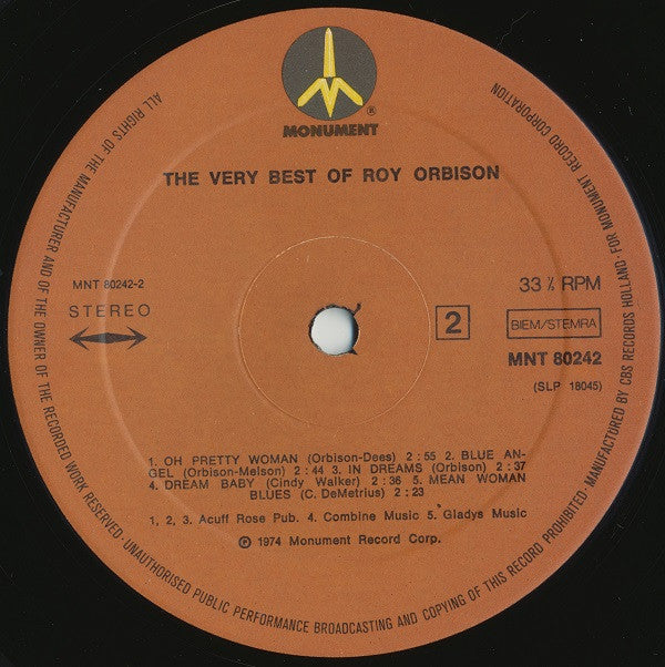 Roy Orbison : The Very Best Of Roy Orbison (LP,Compilation,Reissue)