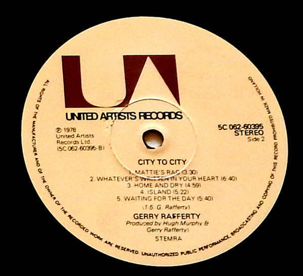 Gerry Rafferty : City To City (LP, Album, RE)