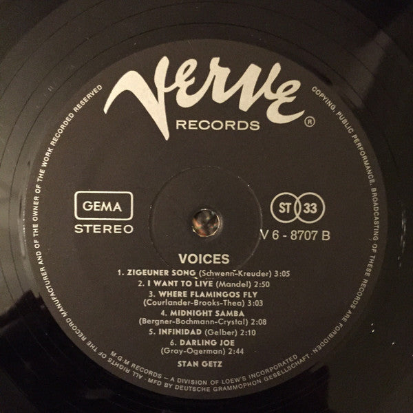 Stan Getz - Voices (LP, Album) - De Platen Aap – Vinylwinkel in Brielle & online webshop voor muziekliefhebbers