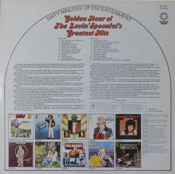 The Lovin' Spoonful : Golden Hour Of The Lovin' Spoonful's Greatest Hits (LP, Comp, Emb)