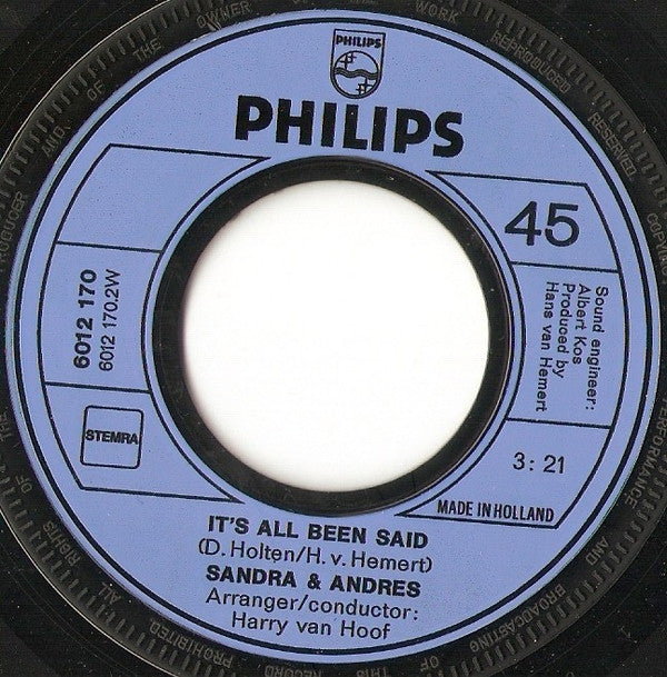 Sandra & Andres : Mary Madonna / It's All Been Said (7", Single)